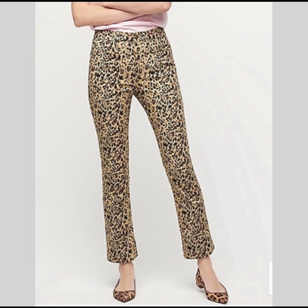 JCrew Kick Flare Leopard Print Pant